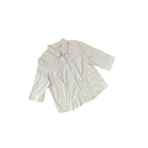 Women's Vintage Classic Cream Button Down Shirt 3/4 Sleeve